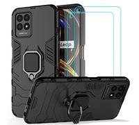 Ytaland Coque avec Bague pour Realme 8i, 2 Pack Verre trempé Protecteur écran, Housse Protection Case avec 360° Ring pour Support Voiture Magnetique(Noir)