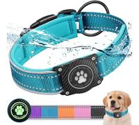Ytanest Collier Airtag pour Chien 100% Etanche avec Apple Air Tag Intégré Imperméable IPX8 Protection Anti-Perte, Bleu 01, S