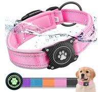 Ytanest Collier Airtag pour Chien 100% Etanche avec Apple Air Tag Intégré Imperméable IPX8 Protection Anti-Perte, Rose, S