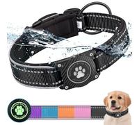 Ytanest Collier Airtag pour Chien 100% Etanche avec Apple Air Tag Intégré Imperméable IPX8 Protection Anti-Perte, Noir 01, L