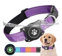 Ytanest Support Collier Airtag pour Chien Étanche avec Apple Air Tag Imperméable pour Petits Moyens et Grands Chiens, Violet, L