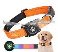 Ytanest Support Collier Airtag pour Chien Étanche avec Apple Air Tag Imperméable pour Petits Moyens et Grands Chiens, Orange, S