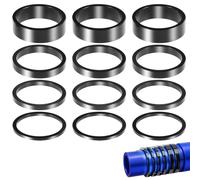 YTAXYZWR 12 Entretoises de Direction Vélo Aluminium 1 1/8", Rondelles de Potence 2/3/5/10 mm pour VTT Vélo Route BMX MTB, Spacer Fourche Noir Léger et Antirouille