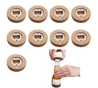 YTAXYZWR Décapsuleur Rond en Bois Magnétique, Ouvre-Bouteille en Bambou et Acier Inoxydable, Lot de 9 Décapsuleurs Compacts pour Cuisine et Bar