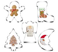 YTAXYZWR emporte-pièce Biscuits Noël INOX 18 pièces moules pâtisserie Forme Sapin, Bonhomme Pain d épices, étoile 3 Tailles découpe Dessert, gâteau, Cuisine fête