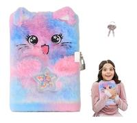 YTAXYZWR Journal Intime Fille Chat Mignon avec Serrure et arnet Secret en Peluche Douce 21,5x15,5 cm Rose Bleu Cadeau Anniversaire Scolaire Voyage