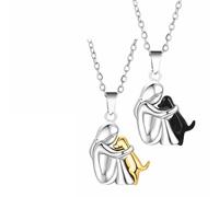YTAXYZWR pendentif femme chien noir et doré 2 pièces 45cm collier symbolique amour animal bijoux fantaisie cadeau anniversaire quotidien fête