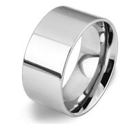 YTBHSHXZ bagues, Bague en acier inoxydable de 10 mm large, style simple et élégant, ornée d'une bande rose surface plate polie, for hommes femmes(Silver,Y)