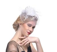 YTBHSHXZ， Bandeau en maille avec fleurs et rubans for femme, idéal for un mariage, un cocktail, un thé ou une fête(Blue)