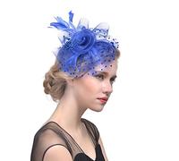 YTBHSHXZ， Bandeau en maille avec fleurs for femme, accessoire de coiffure for mariage, cocktail, thé, fête(Blue)
