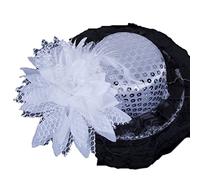 YTBHSHXZ， Barrettes à cheveux en dentelle brillante for femmes, chapeau bibi, solide, à plumes, accessoires for cheveux(Black)