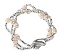 YTBHSHXZ Bracelet en argent sterling 925 à trois rangs de perles, cordon élastique. Magnifique bracelet argentées for femmes et filles