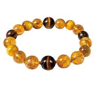 YTBHSHXZ Bracelets extensibles en pierre de cristal jaune naturelle for hommes et femmes, bijoux tendance, cadeau, 16,5 mm(14.5mm)