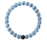 YTBHSHXZ Bracelets faits main en aigue-marine naturelle, bracelets extensibles en perles de cristal d'obsidienne, bijoux cadeaux, 10 mm(8mm)