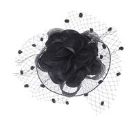 YTBHSHXZ, Chapeau bibi en maille for femme, couvre-chef de mariage, ruban, grande fleur, voile de couleur unie, épingles à cheveux de mariée(Black)