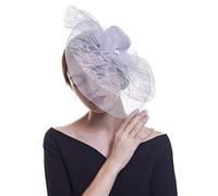 YTBHSHXZ， Chapeau bibi en maille tricotée avec pince à cheveux et bandeau for femme, accessoire de fête formelle, de cocktail(White)
