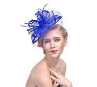 YTBHSHXZ， Chapeau bibi en plumes for femme, accessoire de mariage, coiffure for cocktail, thé, fête(Royal Blue)