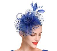 YTBHSHXZ, Chapeau bibi for femme, accessoires for cheveux de mariée, coiffe en maille vintage, pinces à cheveux, tête en plumes et fleurs(Colour 4)