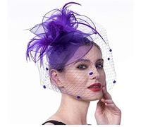 YTBHSHXZ, Chapeau bibi for femme, en maille, avec rubans et plumes, serre-tête, pince à cheveux, for cocktail, thé, fête(GN)