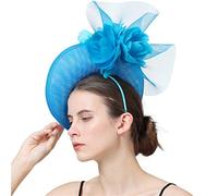 YTBHSHXZ, Chapeau bibi for femme, serre-tête, pince à cheveux, cocktail, thé, avec voile, plumes(Sea blue)