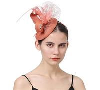 YTBHSHXZ, Chapeau bibi for mariage, église, fête, bandeau for femmes, pince à cheveux, couvre-chef(Dark peach)