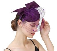 YTBHSHXZ, Chapeau de mariage for femme, voile de visage, pince à cheveux, accessoires for cheveux de mariée(Dark purple)