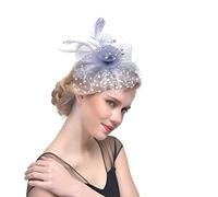YTBHSHXZ, Chapeau Fedora en maille for femme, voile, plumes, pinces à cheveux, for mariage, cocktail, accessoire for cheveux(Pink)