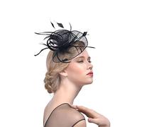 YTBHSHXZ， Chapeaux de mariage en plumes, accessoires for dames, chapeau de mariée, chapeau à plumes florales, couvre-chef for cocktail, thé, fête(Black)