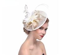 YTBHSHXZ， Chapeaux fantaisie à plumes et fleurs for femmes, accessoires for cheveux de mariage, for fêtes religieuses(Beige)