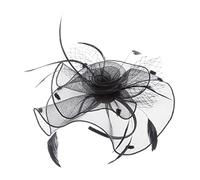 YTBHSHXZ， Chapeaux fascinateurs à plumes, chapeaux en maille, fleurs, for fête de thé, haut-de-forme féminin, for cocktail, fête de thé(Black)