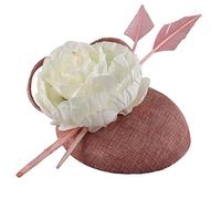 YTBHSHXZ， Chapeaux fascinateurs de mariage for femmes, pince à cheveux à fleurs, casquette chic for dames, casquette en maille for mariée, couvre-chef de fête d'église(Peach)