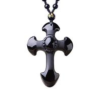 YTBHSHXZ, Collier avec pendentif en obsidienne et croix pour homme et femme, taille unique, Obsidienne, Agate