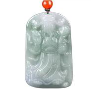 YTBHSHXZ Collier pendentif en jadéite naturelle sculptée, représentant le dieu de la richesse, avec cordon tressé for attirer prospérité et l'argent