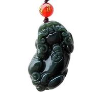 YTBHSHXZ Collier pendentif Pixiu en jade vert de Hetian, bijou porte-bonheur sculpté à la main, for homme(B)