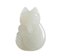 YTBHSHXZ Collier pendentif renard en jade blanc, orné d'une amulette porte-bonheur pierre de, avec chaîne, for hommes et femmes. Bijou cadeau. Convient aux(A)