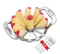 YTBHSHXZ, Coupe-pomme et trancheuse à 12 tranches en acier inoxydable for trancher et diviser les fruits avec 3 fourchettes à fruits et une brosse de nettoyage