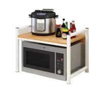 YTBHSHXZ Étagère à micro-ondes, étagère de rangement utilitaire en bois pour four à micro-ondes, étagère à épices avec cadre en métal, étagère de boulangerie à café