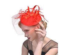 YTBHSHXZ， Fascinator Plume Mariage Cocktail Coiffe de mariée Accessoires cheveux mariée for chapeaux de fête(Red)