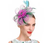 YTBHSHXZ， Fascinators Femmes Fleur Maille Rubans Plumes Chapeau Coiffe Ou Un Clip Cocktail Thé Fête Chapeaux(M)