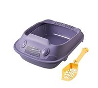 YTBHSHXZ Grand bac à litière pour Chat, Bassin à litière for Chaton, Toilettes avec cuillère rehaussée for Toutes Sortes de litière for Chat, Accessoires faciles à Nettoyer,(Purple,37x51x19.5cm)