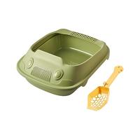 YTBHSHXZ Grand bac à litière pour Chat, Bassin à litière for Chaton, Toilettes avec cuillère rehaussée for Toutes Sortes de litière for Chat, Accessoires faciles à Nettoyer,(Green,37x51x19.5cm)