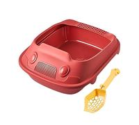 YTBHSHXZ Grand bac à litière pour Chat, Bassin à litière for Chaton, Toilettes avec cuillère rehaussée for Toutes Sortes de litière for Chat, Accessoires faciles à Nettoyer,(Red,37x51x19.5cm)