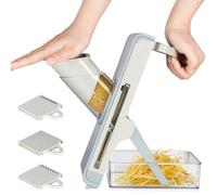 YTBHSHXZ, Hachoir à légumes professionnel 4 en 1 avec récipient, trancheuse, coupe-frites, julienne