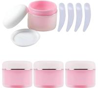 YTBHSHXZ Lot de 4 Pots cosmétiques vides Transparents givrés en Plastique Rose de 50 g avec Couvercle à vis, récipient de 50 ML for lotions et crèmes(50ml)