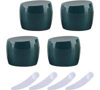 YTBHSHXZ Lot de 4 Pots vides en Plastique Blanc de 50 ML avec Couvercle, récipient de Stockage de Lotion, Bouteille de Voyage for crème for Le Visage + 4 spatules(Groen)