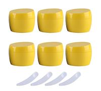 YTBHSHXZ Lot de 6 Pots vides en Plastique Vert de 50 ML avec Couvercle, récipient de Stockage de Lotion, Bouteille de Voyage for crème for Le Visage + 4 spatules(Geel)