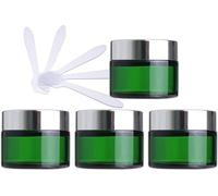 YTBHSHXZ Paquet de 4 Pots cosmétiques en Verre Vert de 50 ML, Pots vides de Stockage de crème for Le Visage avec Couvercle doré et doublures intérieures + 4 spatules.