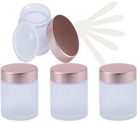 YTBHSHXZ Paquet de 4 Pots vides de Stockage de crème for Le Visage de 15ml avec Couvercle Rose, Pots cosmétiques en Verre givré