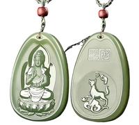 YTBHSHXZ Pendentif en jade du zodiaque chinois, amulette, statue de Bouddha Bodhisattva, saint patron, collier for hommes et femmes(Dogs)