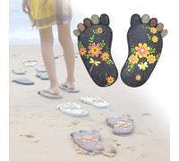 YTBHSHXZ, Pierre de Chemin à Empreintes de Pas dimensionnelles avec Motif Floral, Pierre de décoration extérieure vibrante for Cour/allée(Dark Gray,3PCS)